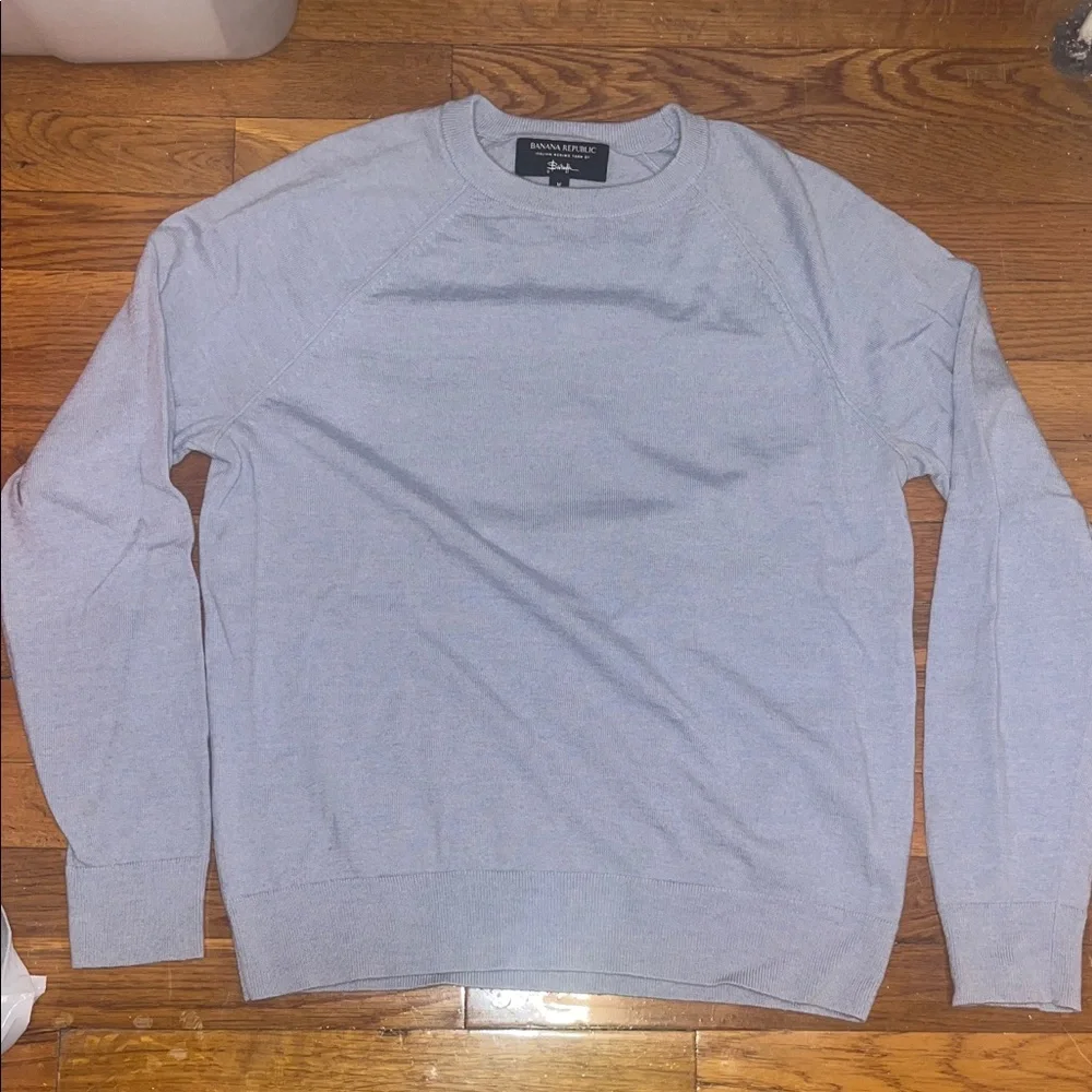 🌴⭐️ Banana Republic Men's Soft Blue Merino Wool Crewneck Sweater - EUC